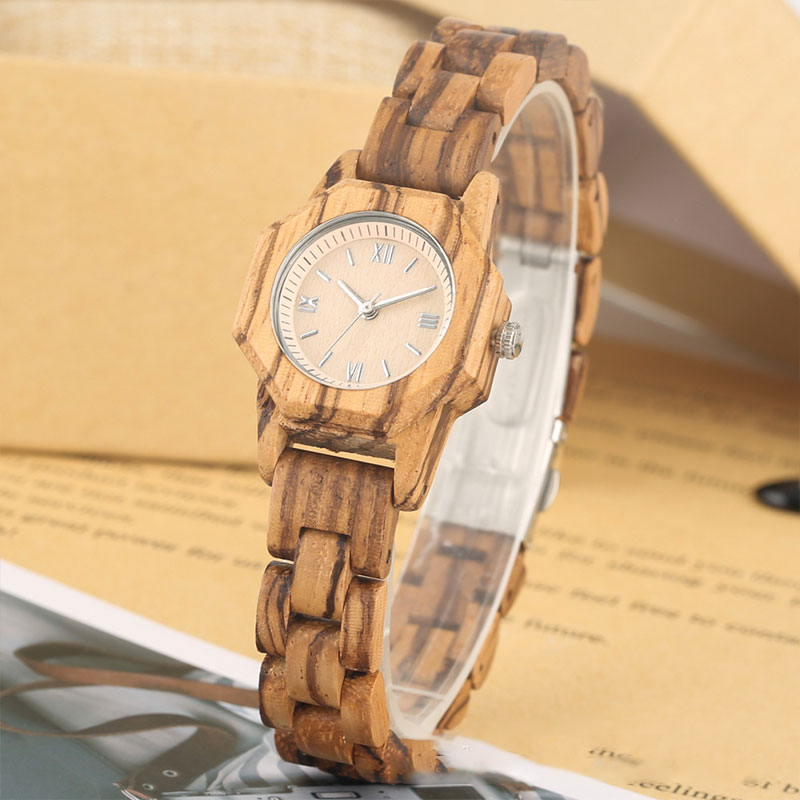 Sotiya Zebrawood Quartz Exquisite Ultra-thin Coffee Brown Wooden Watch-Sotiya