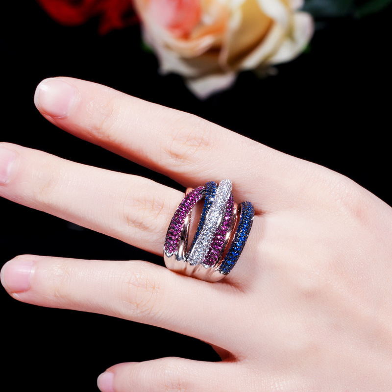 Sotiya Unique Intertwined Five-row Cocktail Ring-Sotiya
