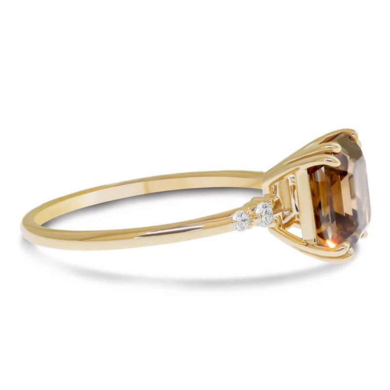 Sotiya Sidestone Coffee Asscher Cut Engagement Ring Sterling Silver-Sotiya