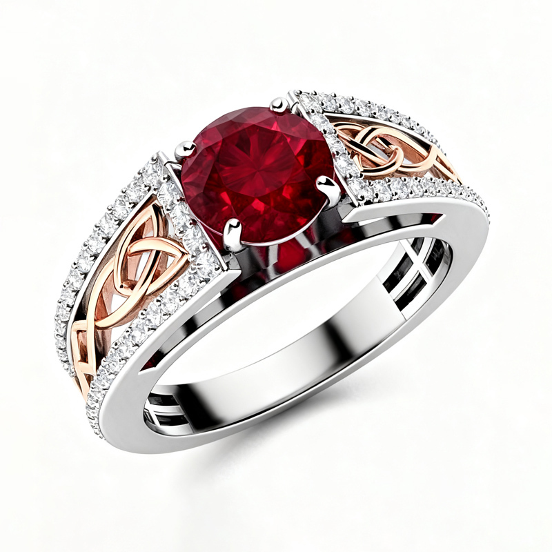 Sotiya Vintage Celtic Knot Round Cut Engagement Ring Sterling Silver-Sotiya