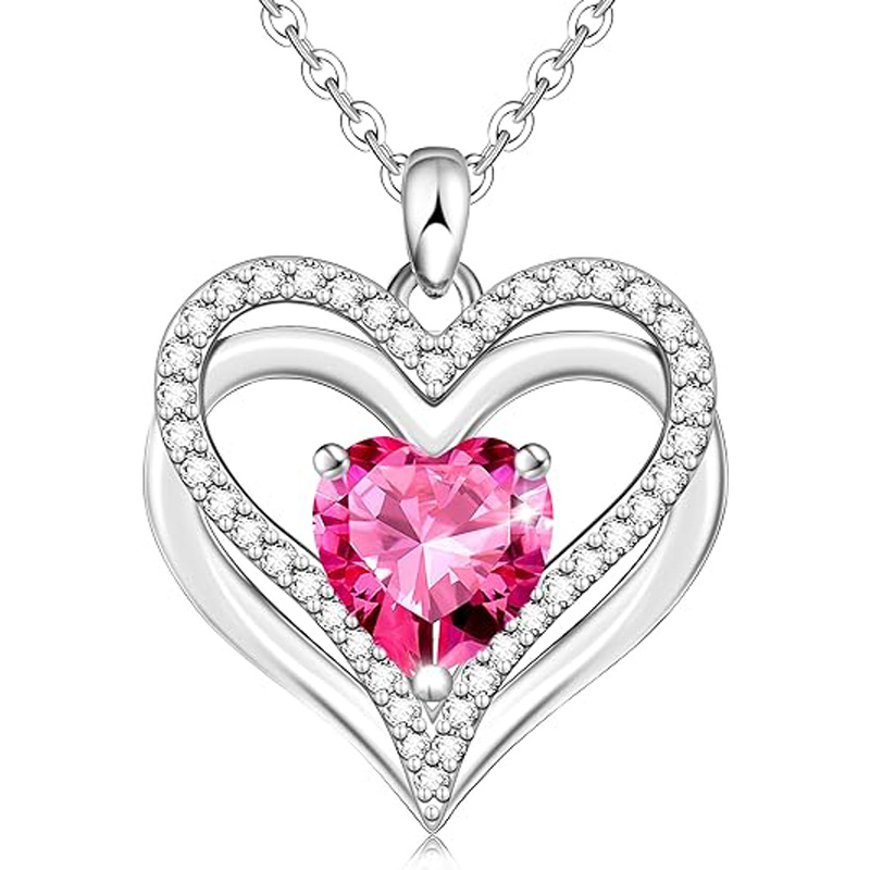 Sotiya 12 Birthstones Intertwined Heart Cut Necklace Sterling Silver-Sotiya