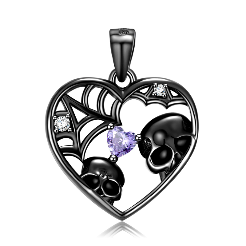 Sotiya Skull Gaze Heart Cut Necklace Sterling Silver-Sotiya
