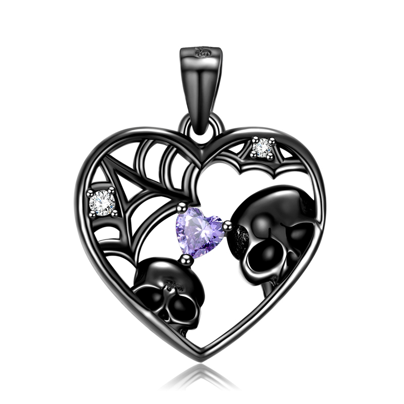 Sotiya Skull Gaze Heart Cut Necklace Sterling Silver-Sotiya