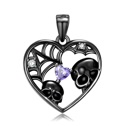 Sotiya Skull Gaze Heart Cut Necklace Sterling Silver-Sotiya