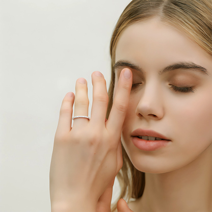 Sotiya Round Cut Moissanite Women's Wedding Ring Sterling Silver-Sotiya