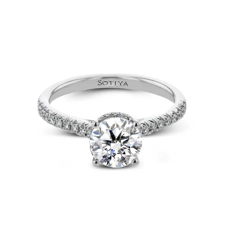 Sotiya Cathedral Hidden Halo Round Cut Engagement Ring Sterling Silver
