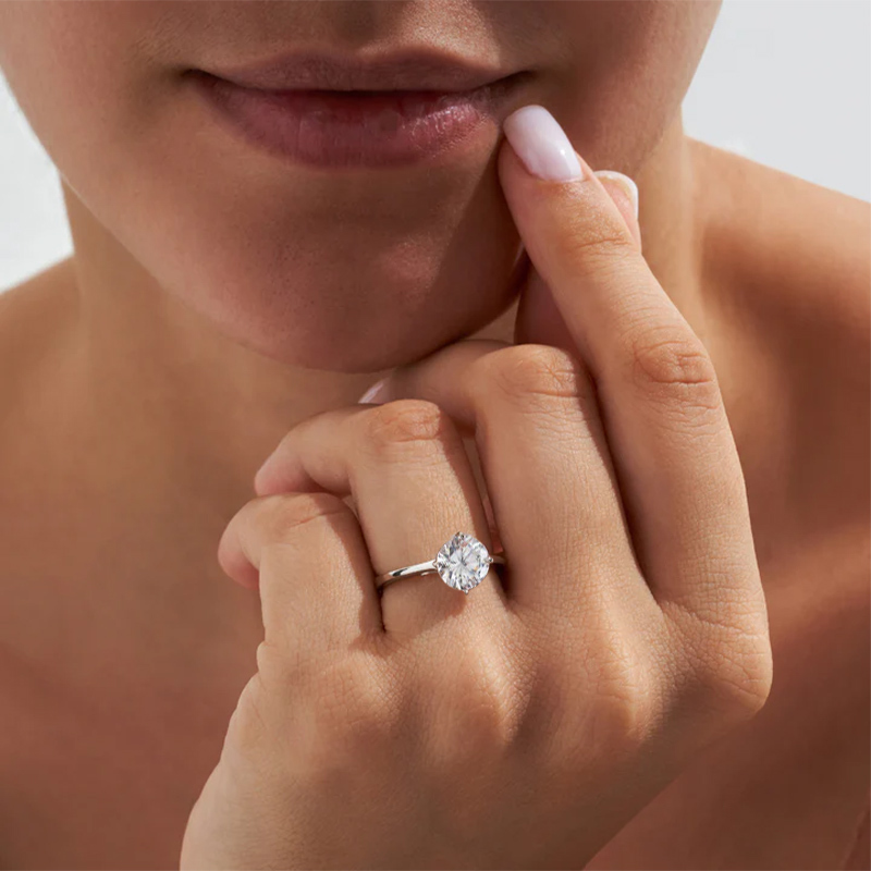 Sotiya Solitaire Round Cut Moissanite Engagement Ring Sterling Silver-Sotiya