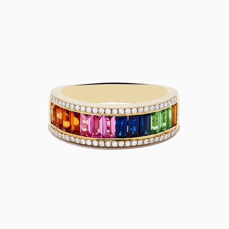 Sotiya Multi Colored Emerald Cut Women's Wedding Ring Sterling Silver-Sotiya