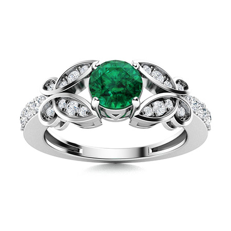 Sotiya Customizable 12 Birthstone Butterfly Round Cut Engagement Ring Sterling Silver