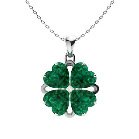 Sotiya Customizable 12 Birthstones Four Leaf Clover Flower Heart Cut Necklace Sterling Silver-Sotiya