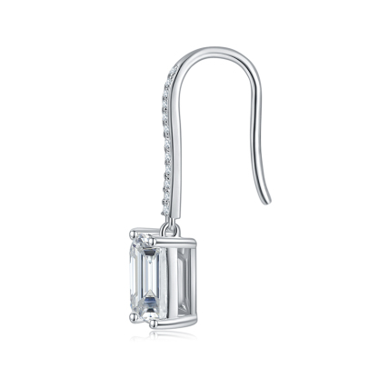 Sotiya Emerald Cut Moissanite Drop Earrings Sterling Silver-Sotiya