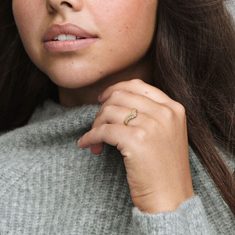 Sotiya V Shape Crown Design Women's Wedding Ring Yellow Gold Kellie Contour Band Sterling Silver-Sotiya