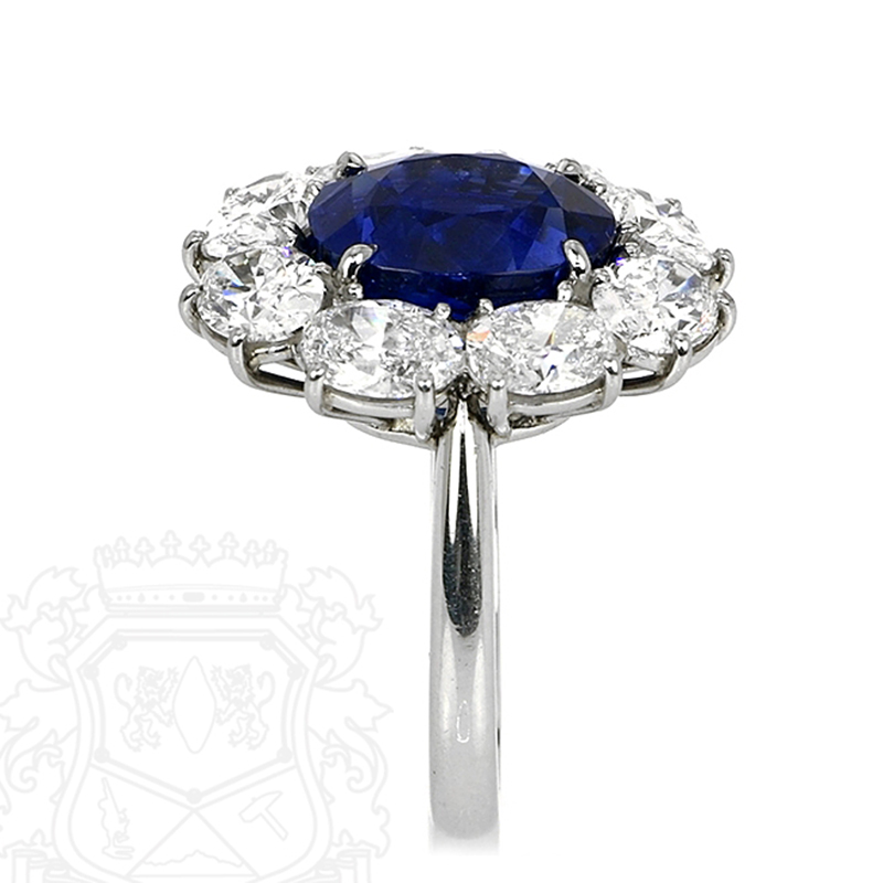 Sotiya Halo Oval Cut Blue Sapphire Engagement Ring Sterling Silver-Sotiya