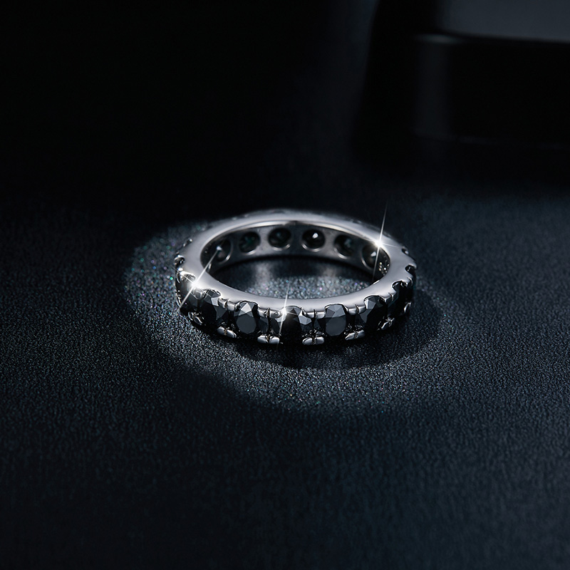 Sotiya Simple Round Cut Moissanite Eternity Ring Sterling Silver-Sotiya