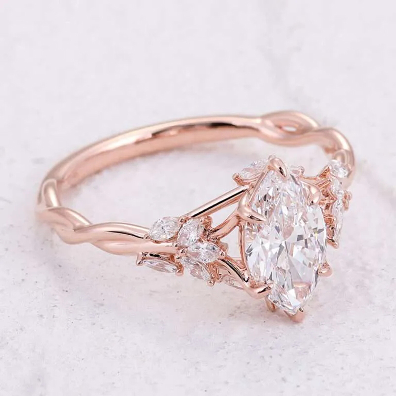 Sotiya Vintage Marquise Cut Vine Cluster Engagement Ring Sterling Silver-Sotiya