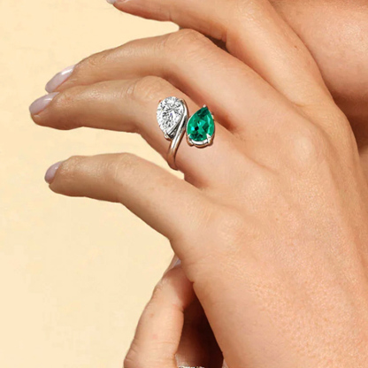 Sotiya Personalized Toi et Moi Bypass Pear Cut Two Stone Engagement Ring-Sotiya