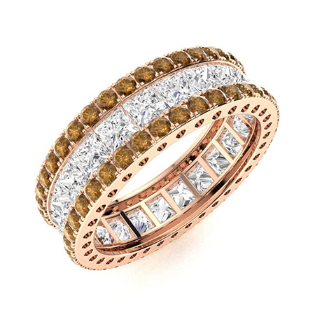 Sotiya Princess Cut Coffee Eternity Ring Sterling Silver-Sotiya