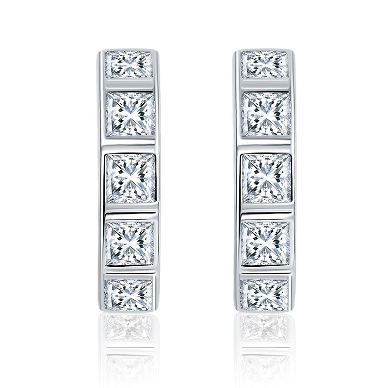 Sotiya Bezel Set Princess Cut Moissanite Hoop Earrings Sterling Silver-Sotiya