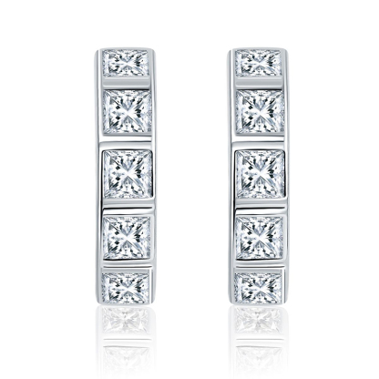 Sotiya Bezel Set Princess Cut Moissanite Hoop Earrings Sterling Silver-Sotiya