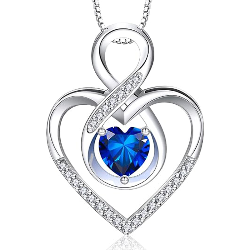 Sotiya 12 Birthstones Intertwined Infinity Heart Necklace Sterling Silver-Sotiya
