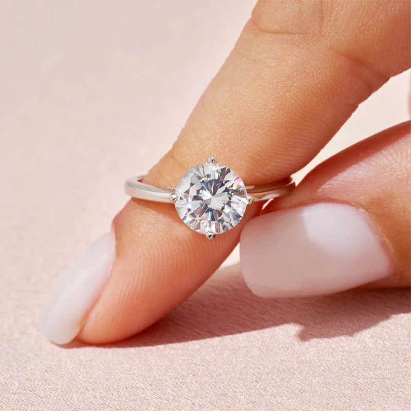 Sotiya Solitaire Round Cut Moissanite Engagement Ring Sterling Silver-Sotiya