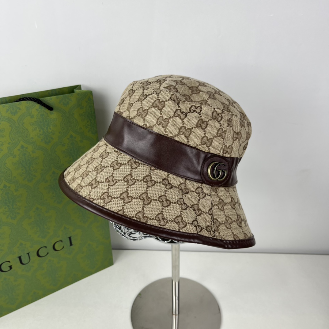 CANVAS BUCKET HAT WITH DOUBLE G