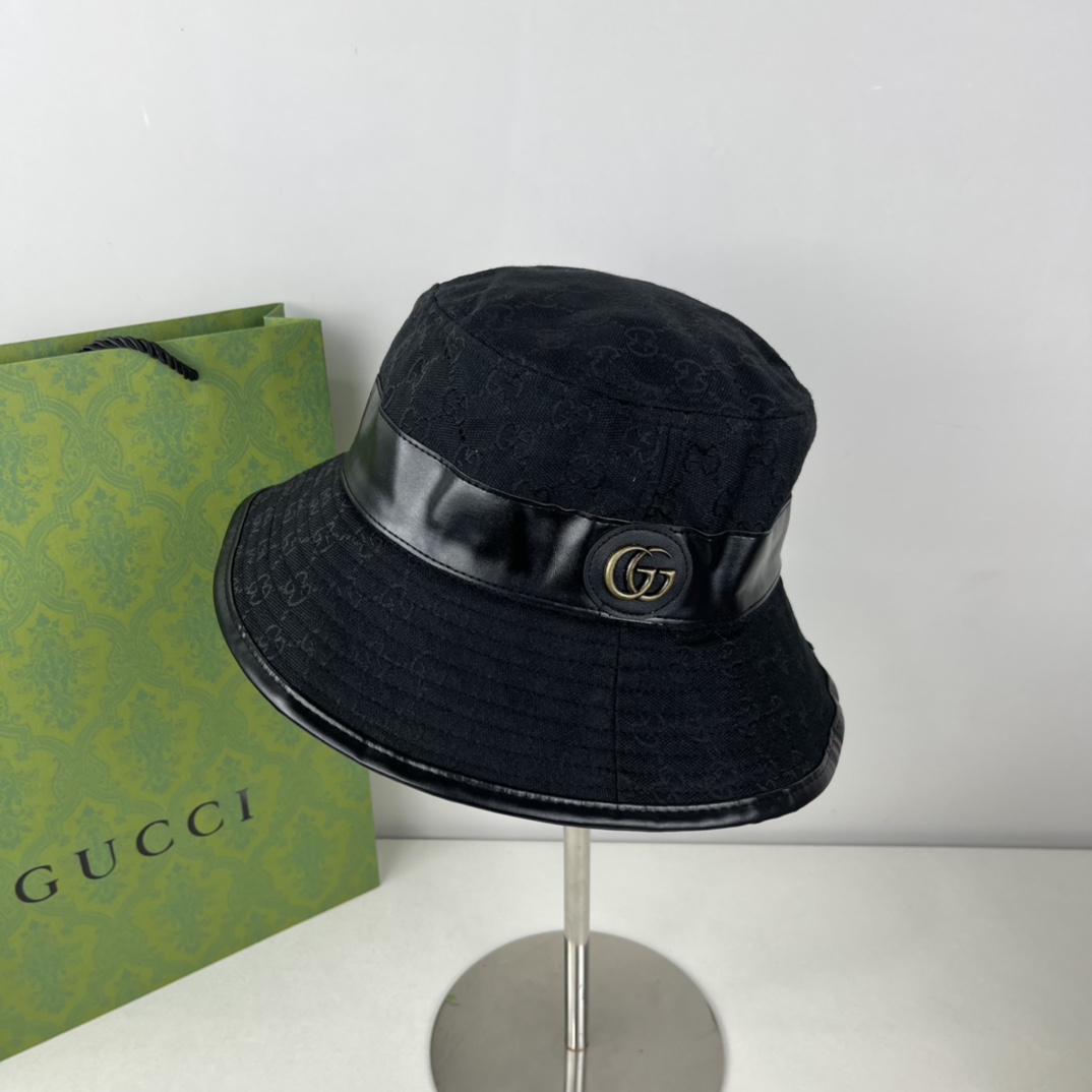 CANVAS BUCKET HAT WITH DOUBLE G