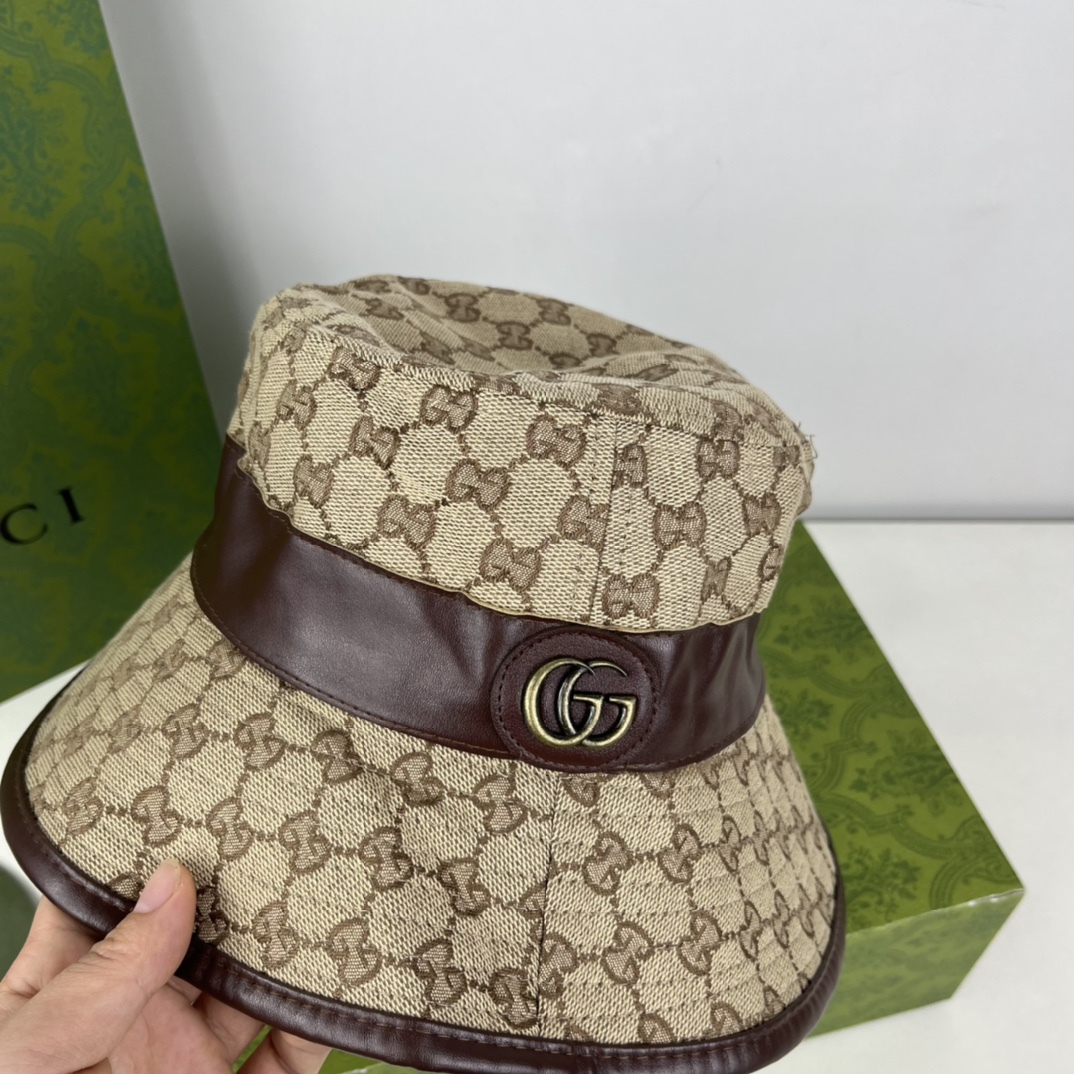 CANVAS BUCKET HAT WITH DOUBLE G