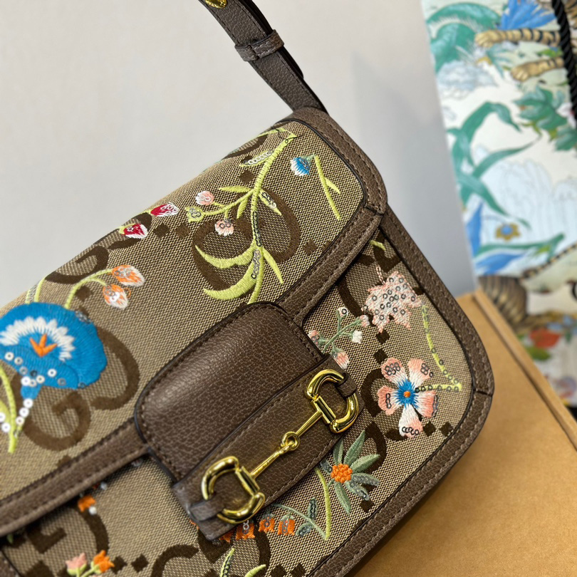 Monogram Jumbo Calfskin Embroidered Horsebit 1955 Shoulder Bag