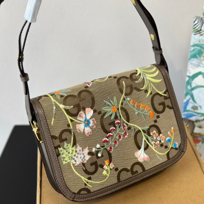 Monogram Jumbo Calfskin Embroidered Horsebit 1955 Shoulder Bag