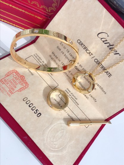 LOVE BRACELET, 4 DIAMONDS + LOVE RING, 3 DIAMONDS + LOVE NECKLACE, 3 DIAMONDS