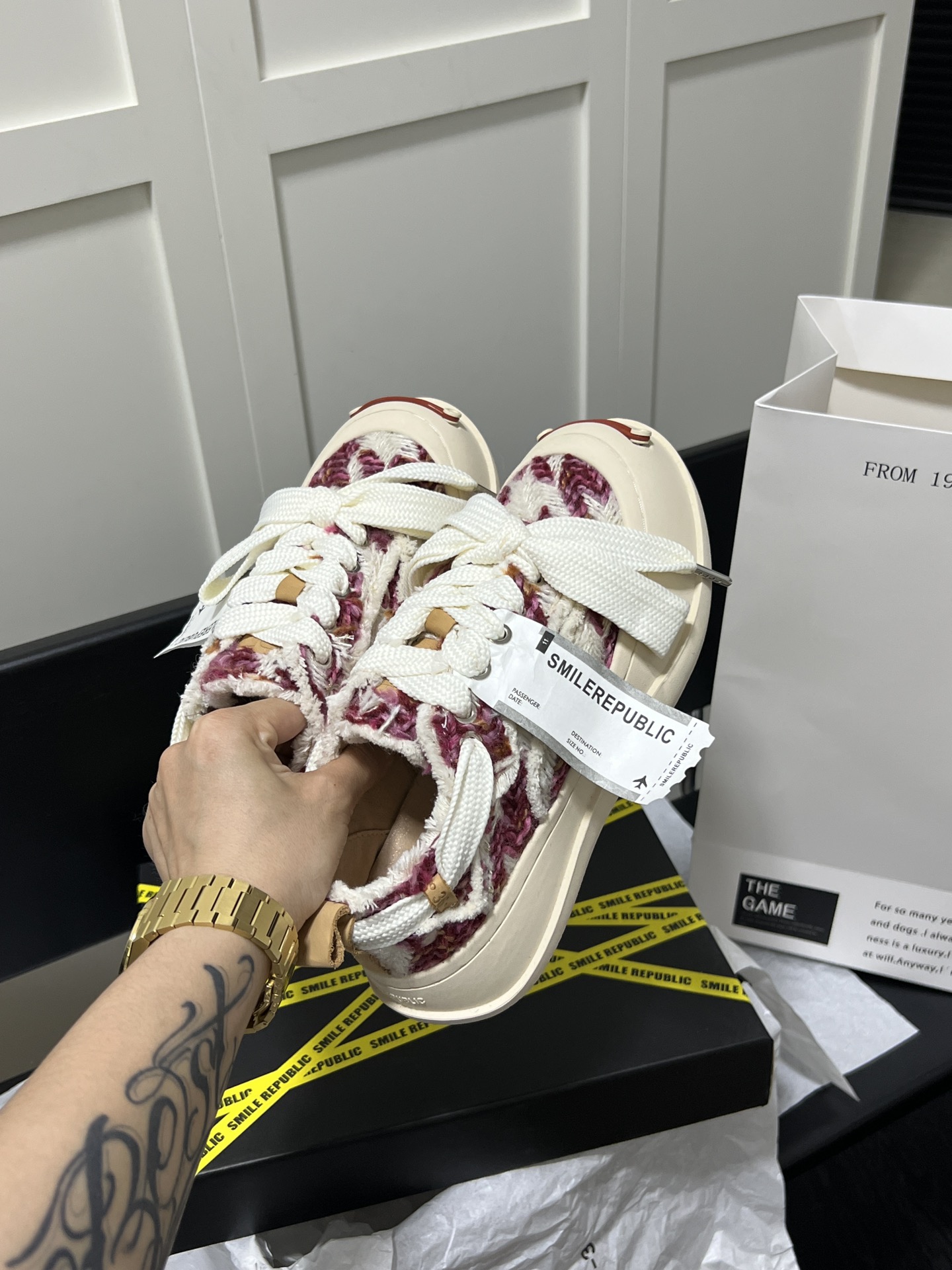 Rose Red Chevron Canvas Shoes