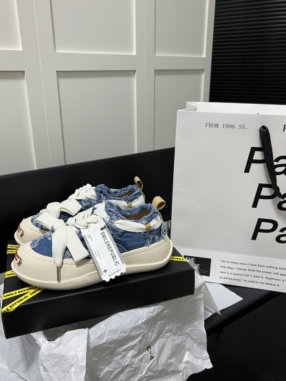 Denim Blue Low Canvas Sneaker Spring Fashion 2024 Canvas Shoes