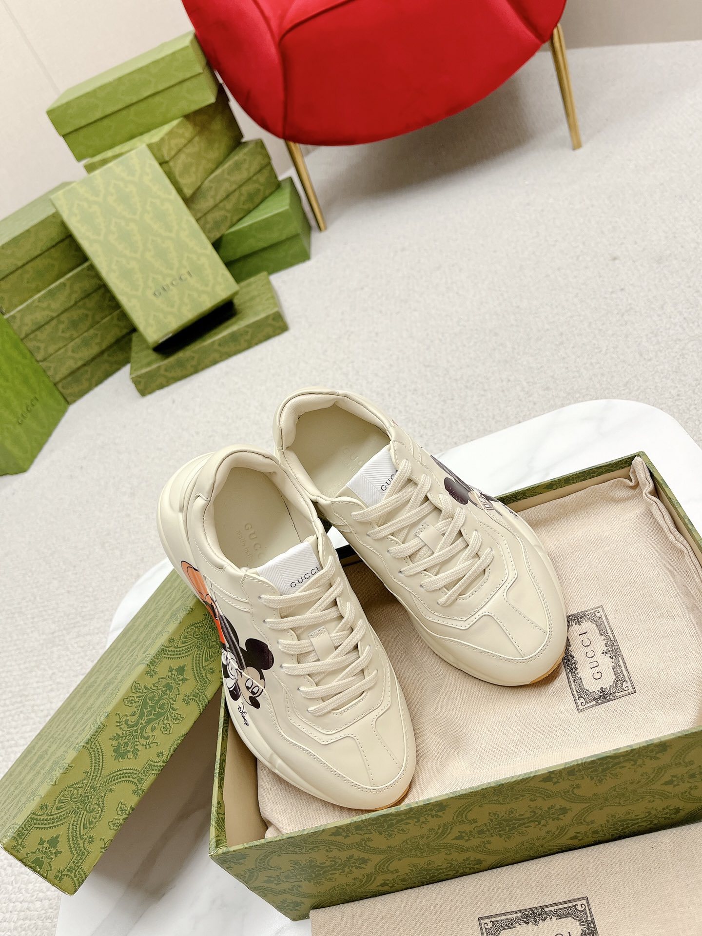 Calfskin Mickey Mouse Womens Rhyton Sneakers