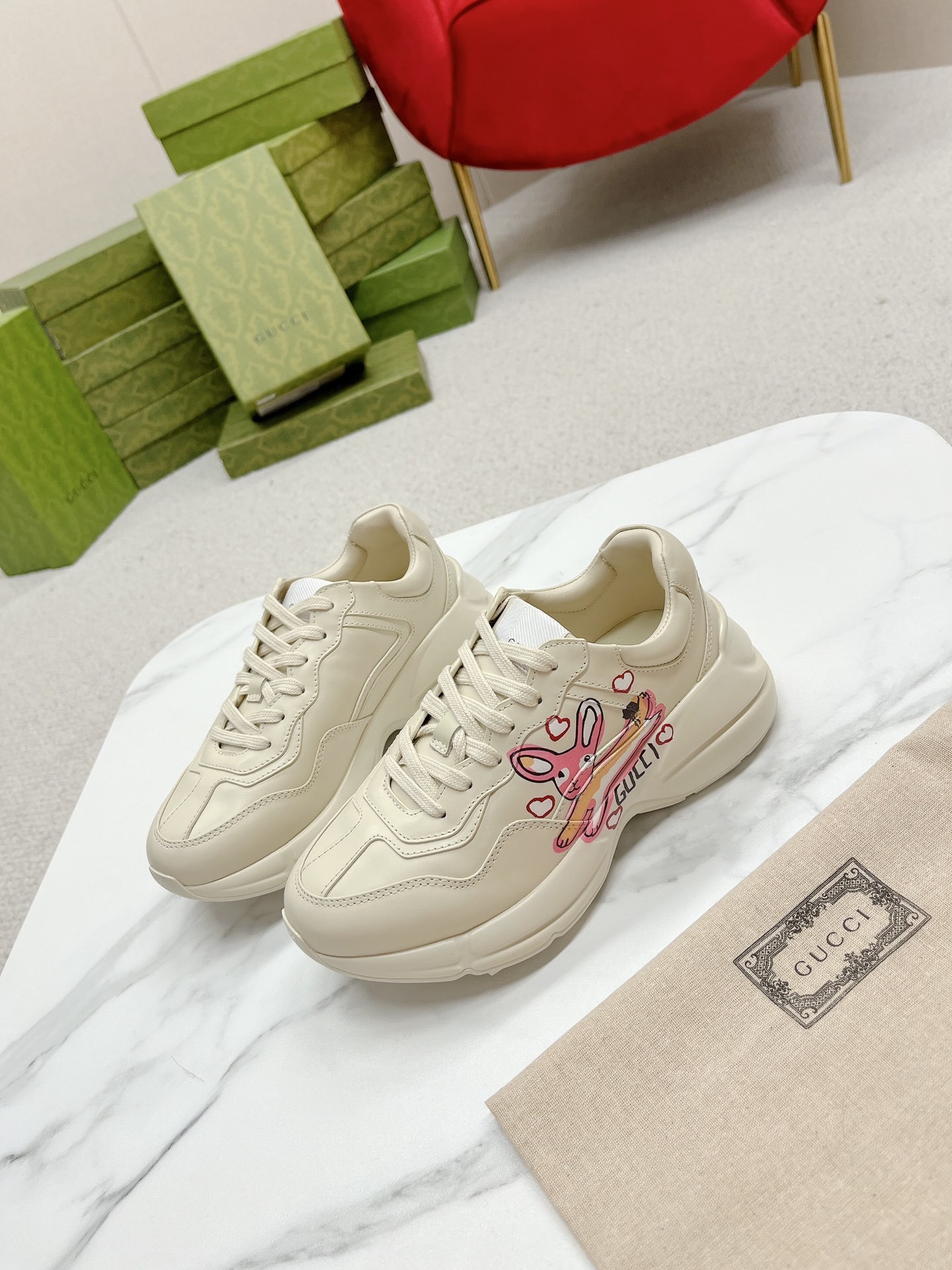 Calfskin Casual Clunky Womens Rhyton Sneakers