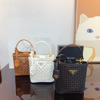 Perforated leather tote bag