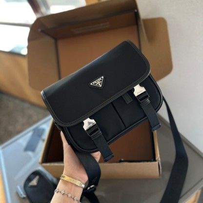 Re-Nylon and Saffiano leather shoulder bag