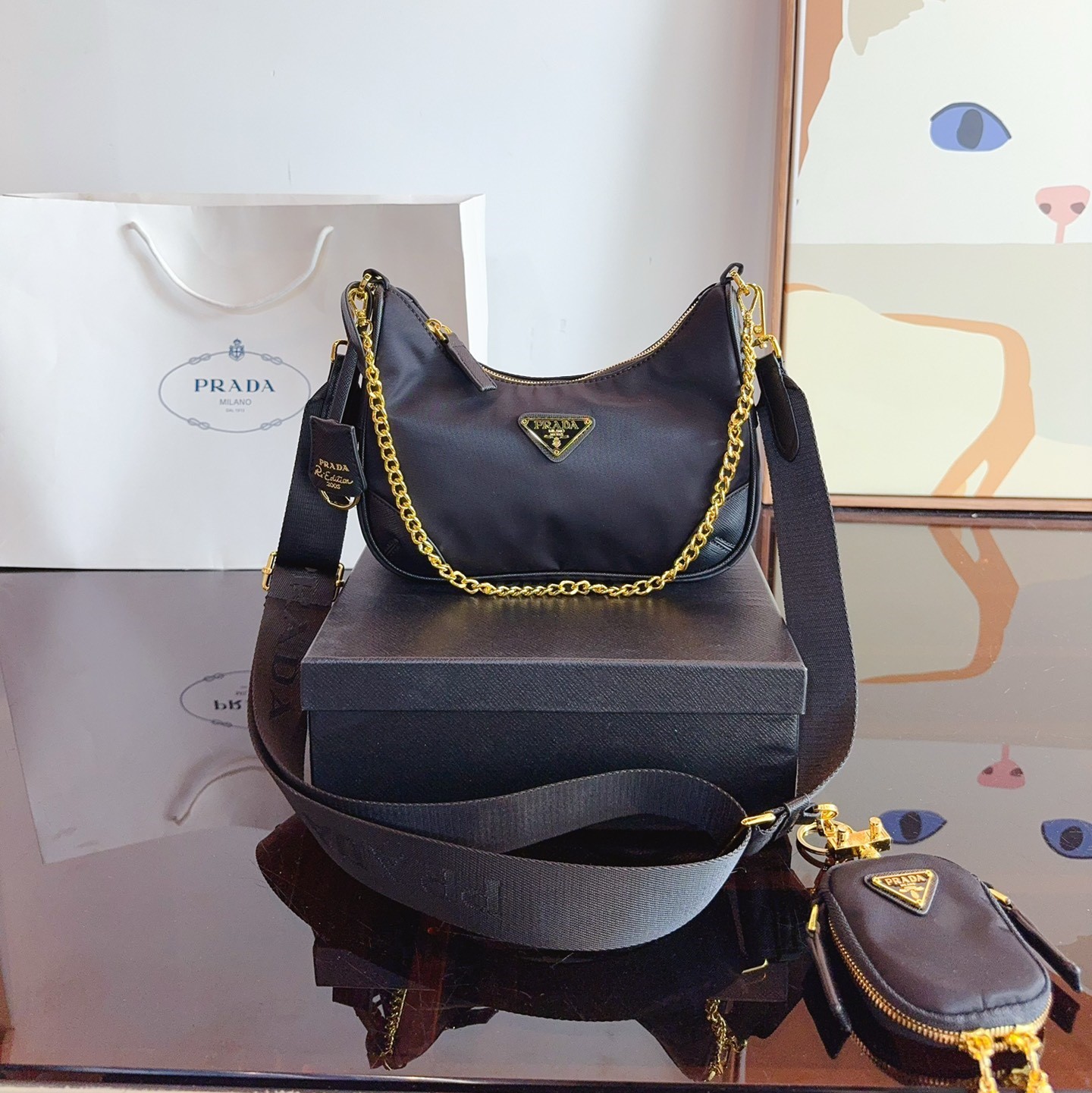 Re-Edition 2005 Re-Nylon and Saffiano leather bag