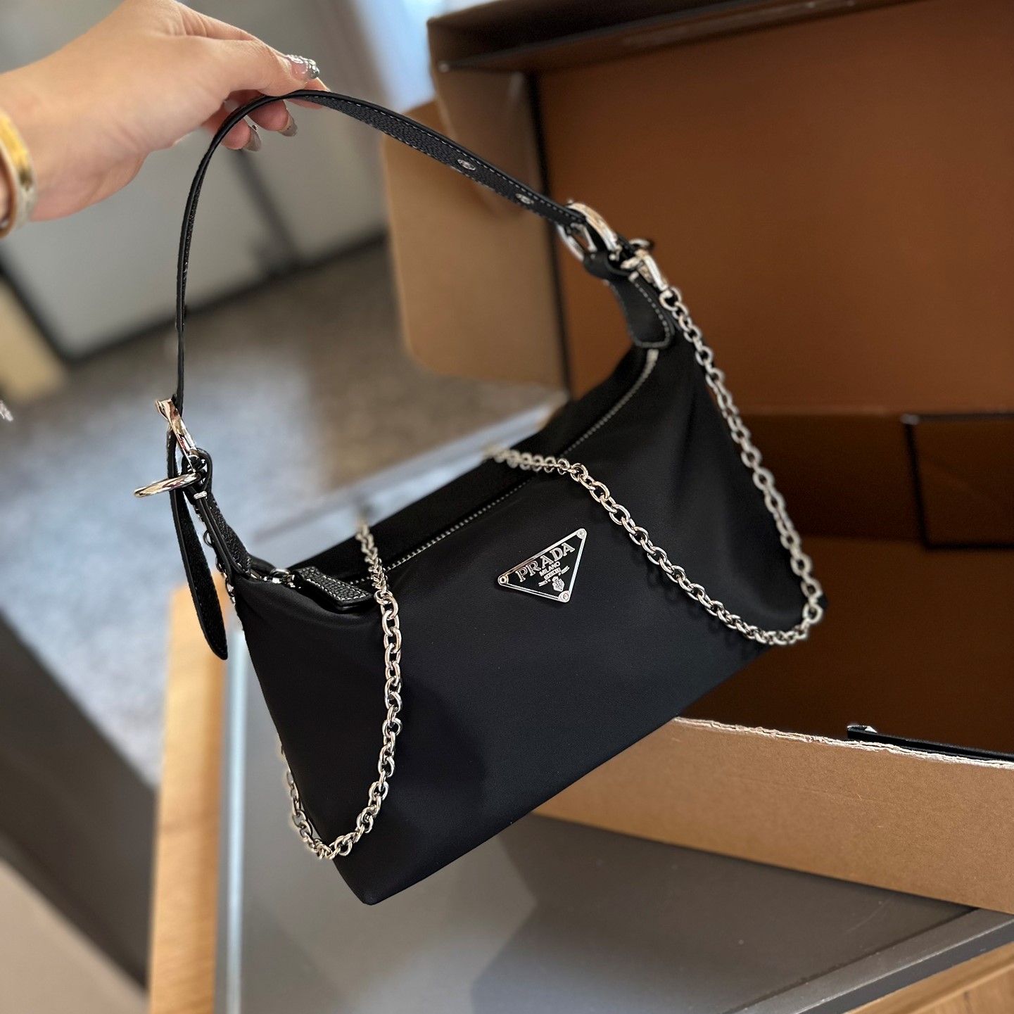 Re-Edition 2005 Re-Nylon and Saffiano mini bag