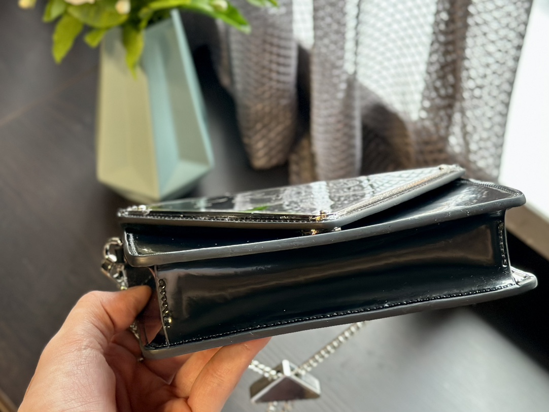 Spazzolato Triangle Logo Plate Flap Chain Crossbody Bag