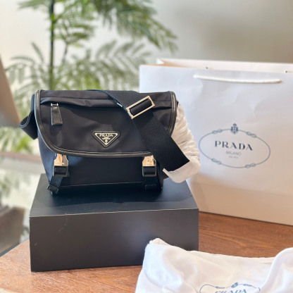 Re-Nylon and Saffiano leather shoulder bag