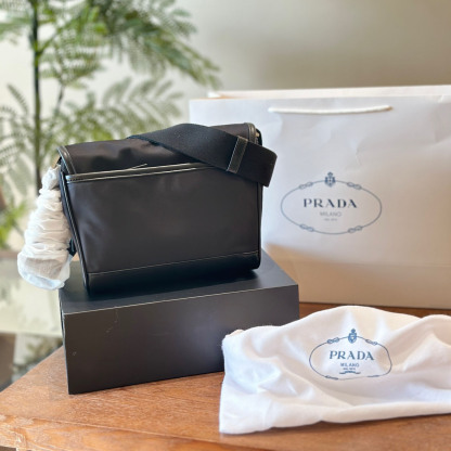 Re-Nylon and Saffiano leather shoulder bag