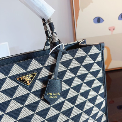 Symbole embroidered fabric handbag