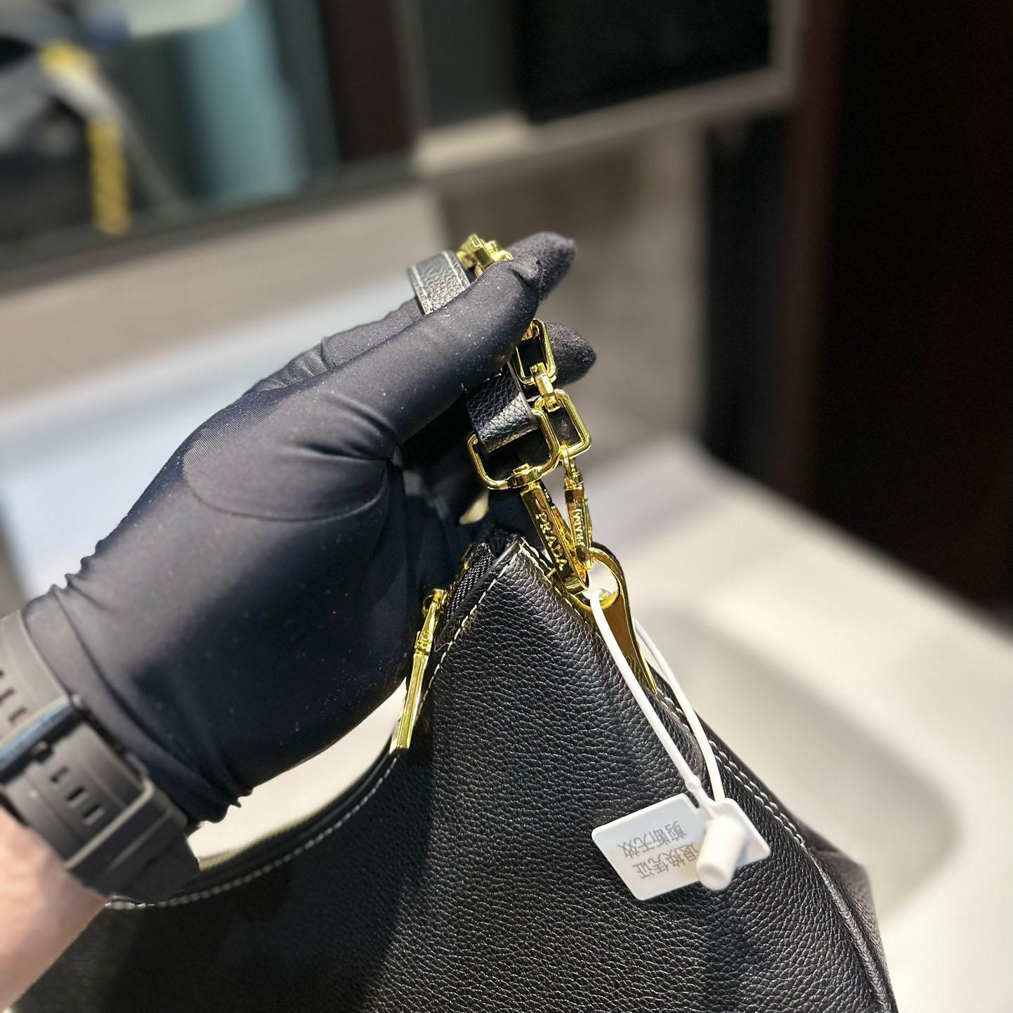 Vitello Phenix Leather Web Stripe Strap Crossbody