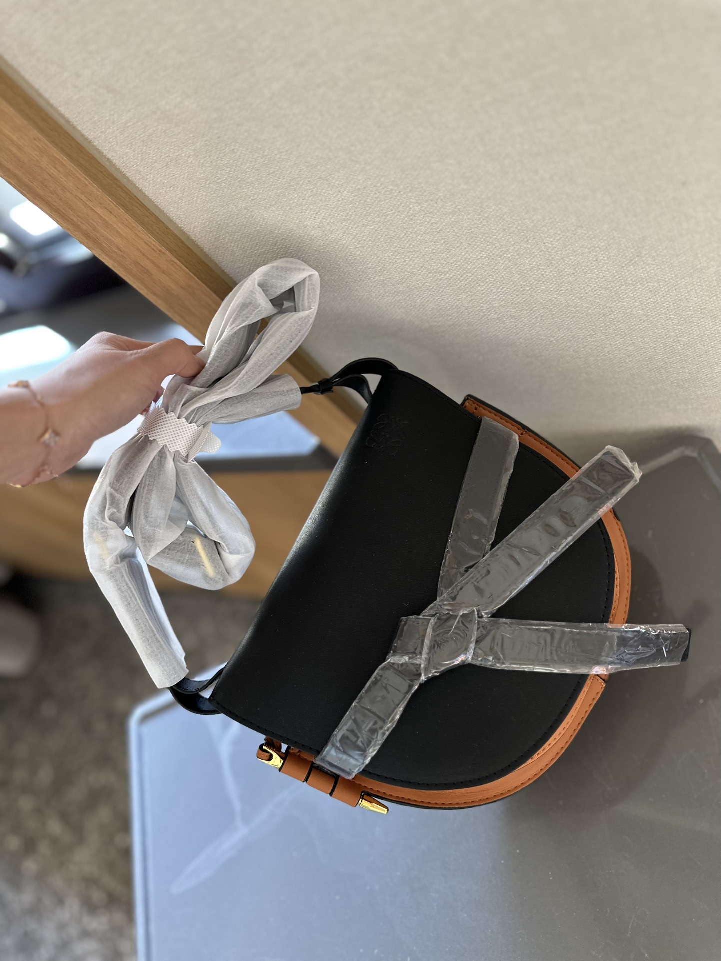 Gate Dual bag in soft calfskin and jacquard