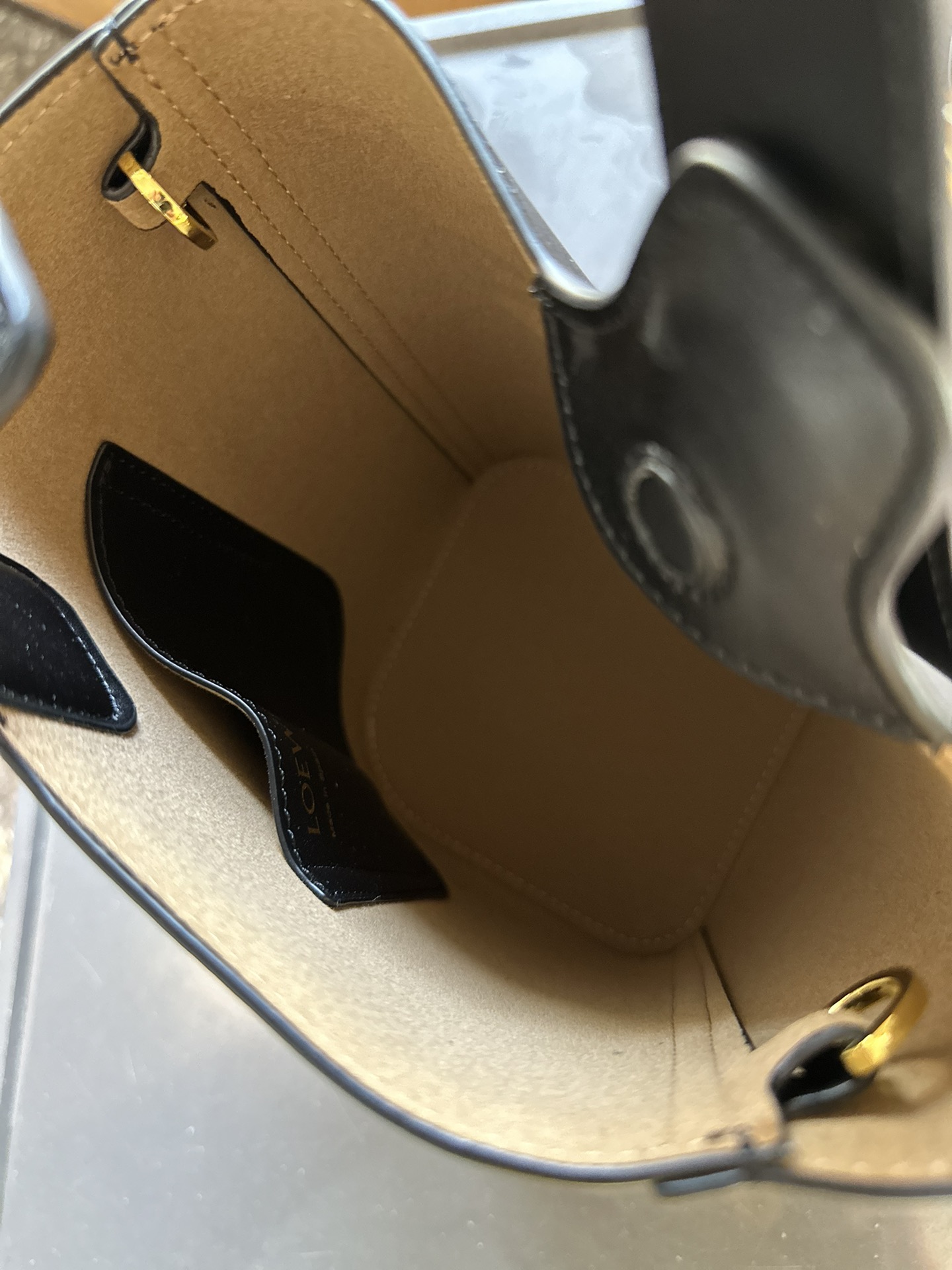 Pebble Bucket bag in soft grained calfskin