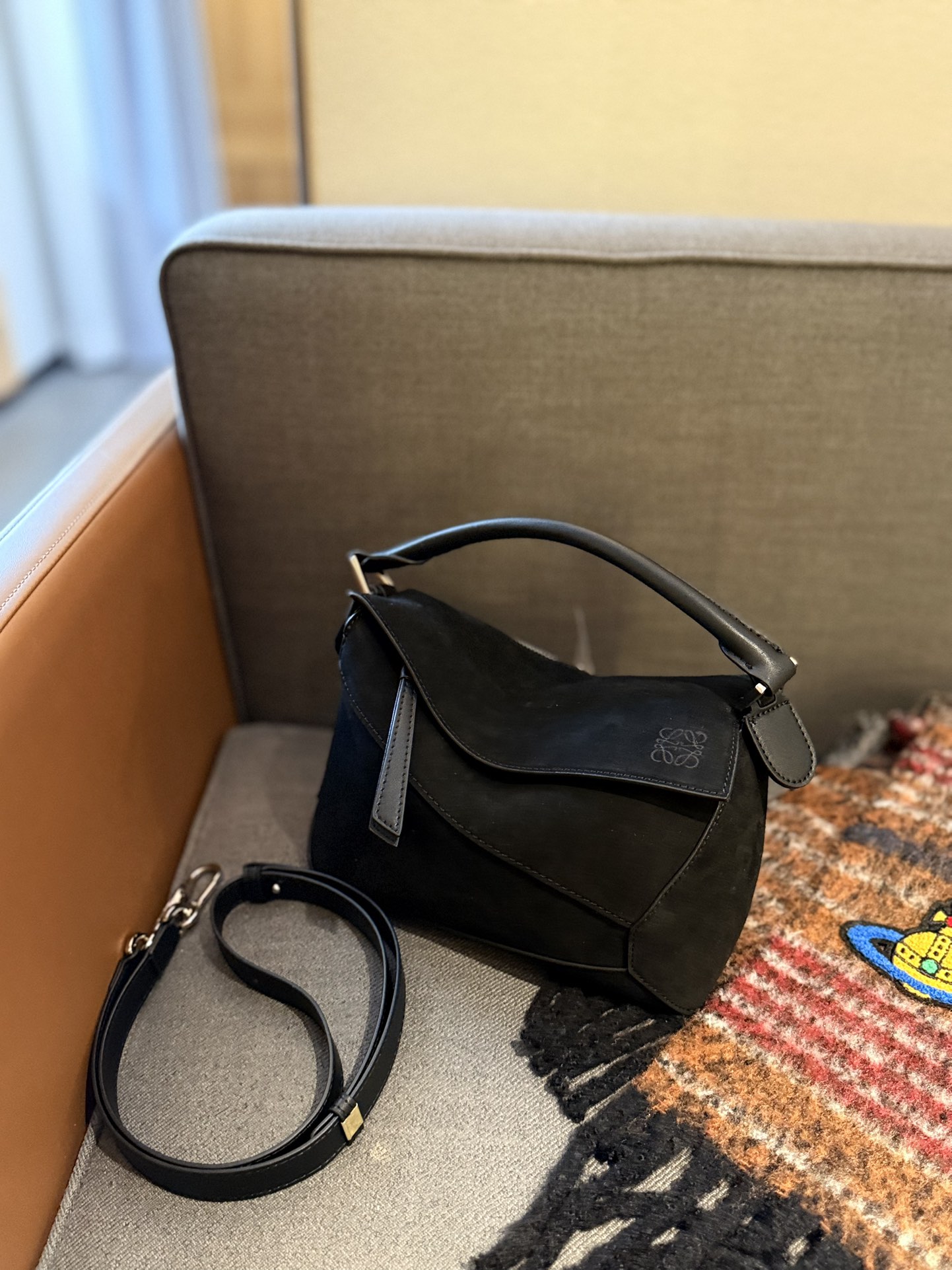 Small Puzzle bag in classic calfskin and suede