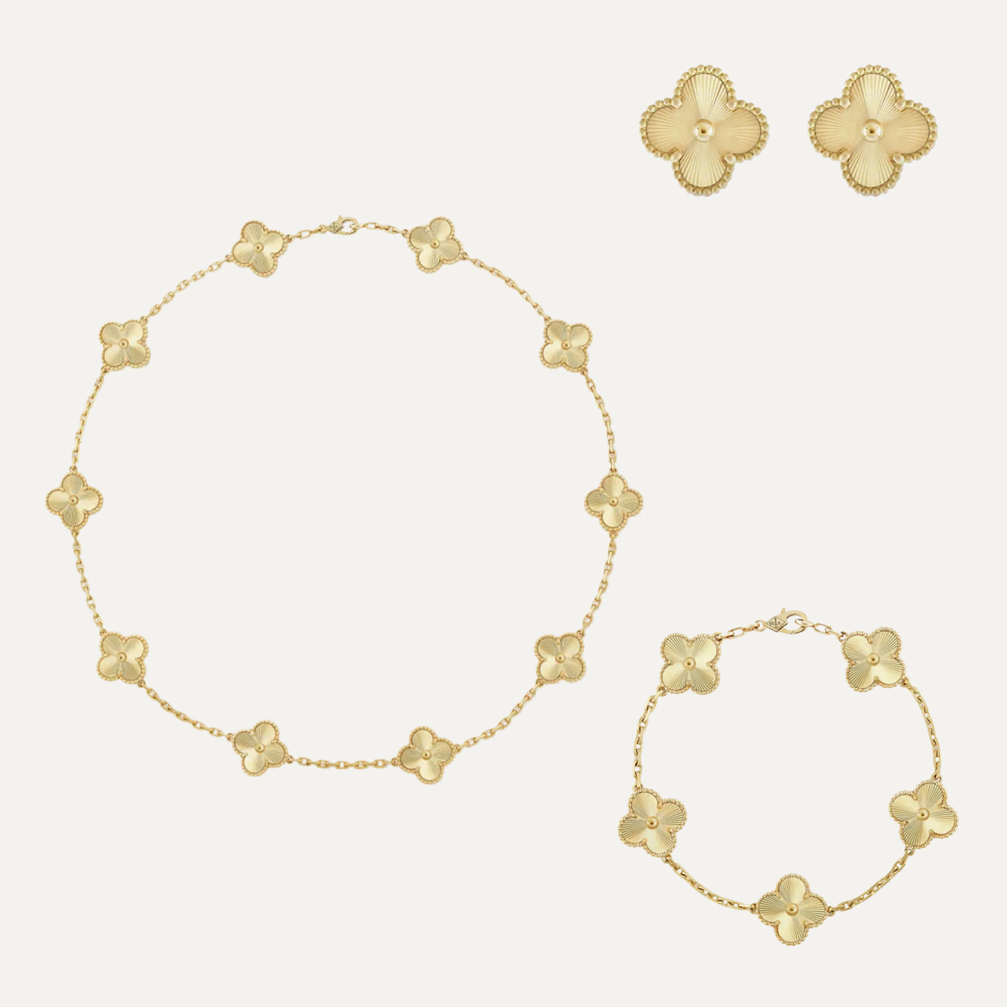 Vintage Alhambra 3‑Piece Set – Necklace, Bracelet & Earrings