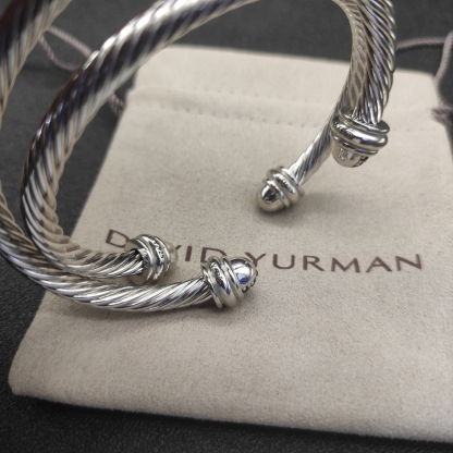 Classic Cable Bracelet Silver and  Half Diamonds 7 MM
