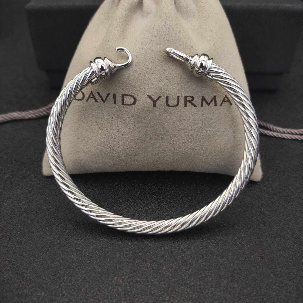 Buckle Classic Cable Bracelet Sterling Silver with 18K White Gold, 5mm